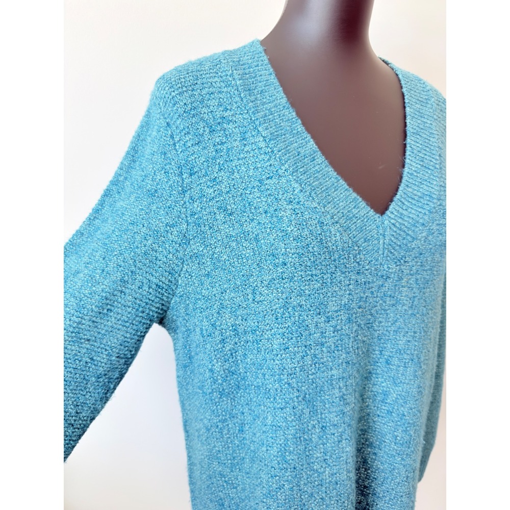 J. Jill Womens Turquoise Blue Marled V-Neck Knit Pullover Sweater Size Large - Picture 3 of 14
